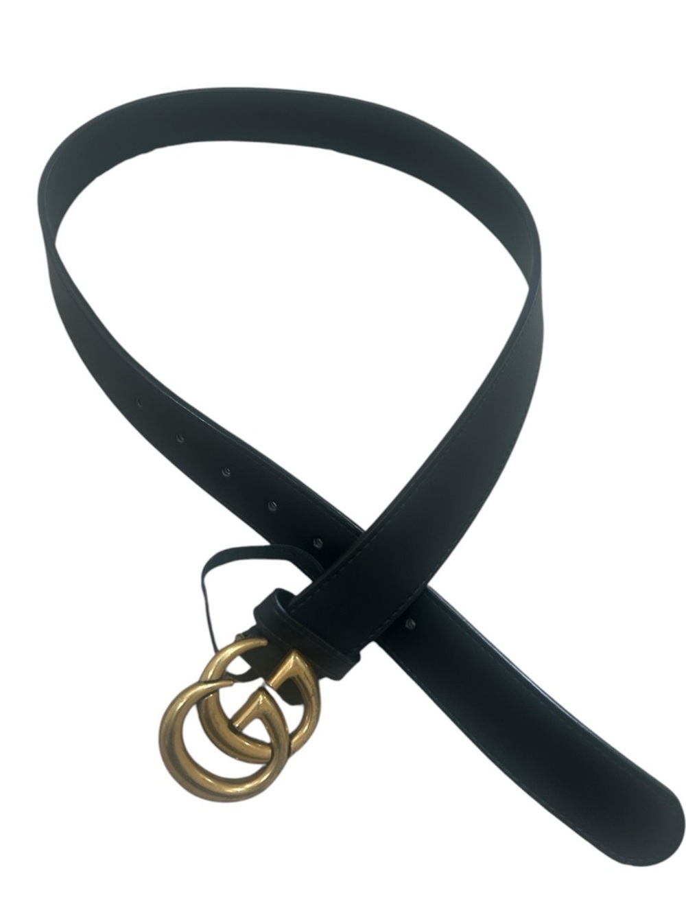 Gucci Black Leather Belt with Gold Double G Buckle authentic size 40 - Picture 3 of 7